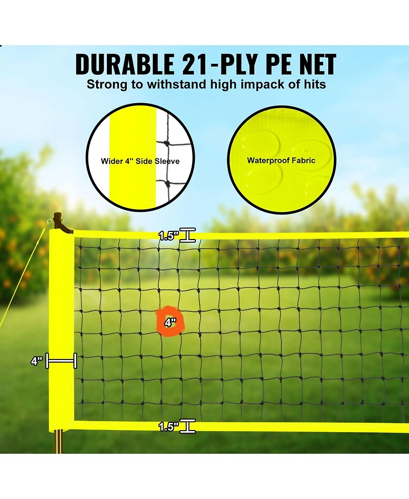 Portable Volleyball Net System with Adjustable Steel Poles and Ball