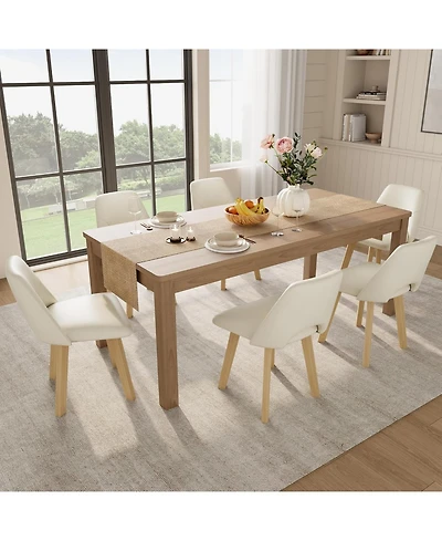 homfan Set of 6 Pu Leather Dining Chairs – Wood Frame, Scratch-Resistant Padded Seat, Armless for Kitchen and Dining Room