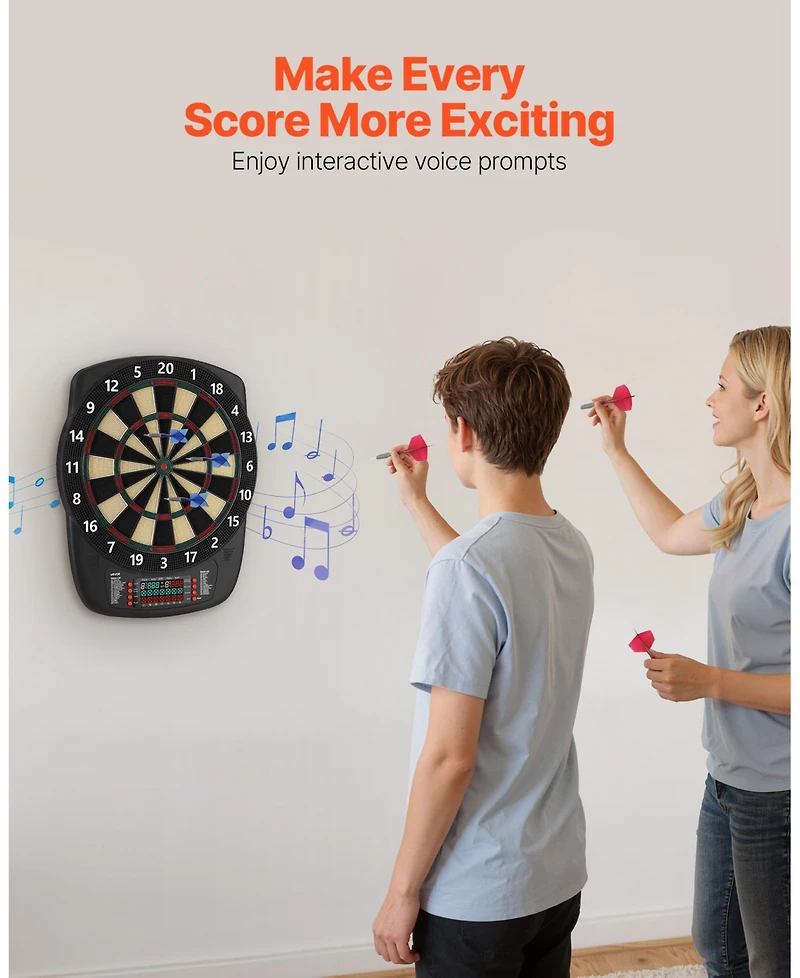 Sevorley Electronic Dart Board with 43 Games, Lcd Scoring and 6 Soft-Tip Darts