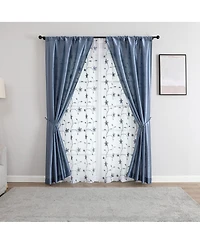 Kate Aurora Jasmine Embroidered 6 Piece Rod Pocket Coordinating Sheer Window Curtain Panels