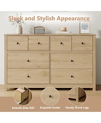 homfan Modern 8 Drawer Bedside Table, Spacious Wooden Storage Chest for Bedroom or Home Office, Elegant Design, Large Capacity