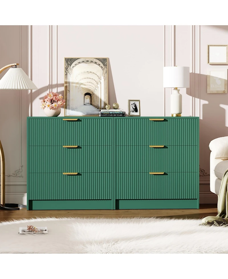 homfan 30" Tall 3 Drawer Fluted Chest with Metal Handles, Modern Multi-Function Organizer for Bedroom, Living Room, Entryway, Hallway