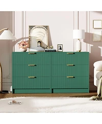 homfan 30" Tall 3 Drawer Fluted Chest with Metal Handles, Modern Multi-Function Organizer for Bedroom, Living Room, Entryway, Hallway