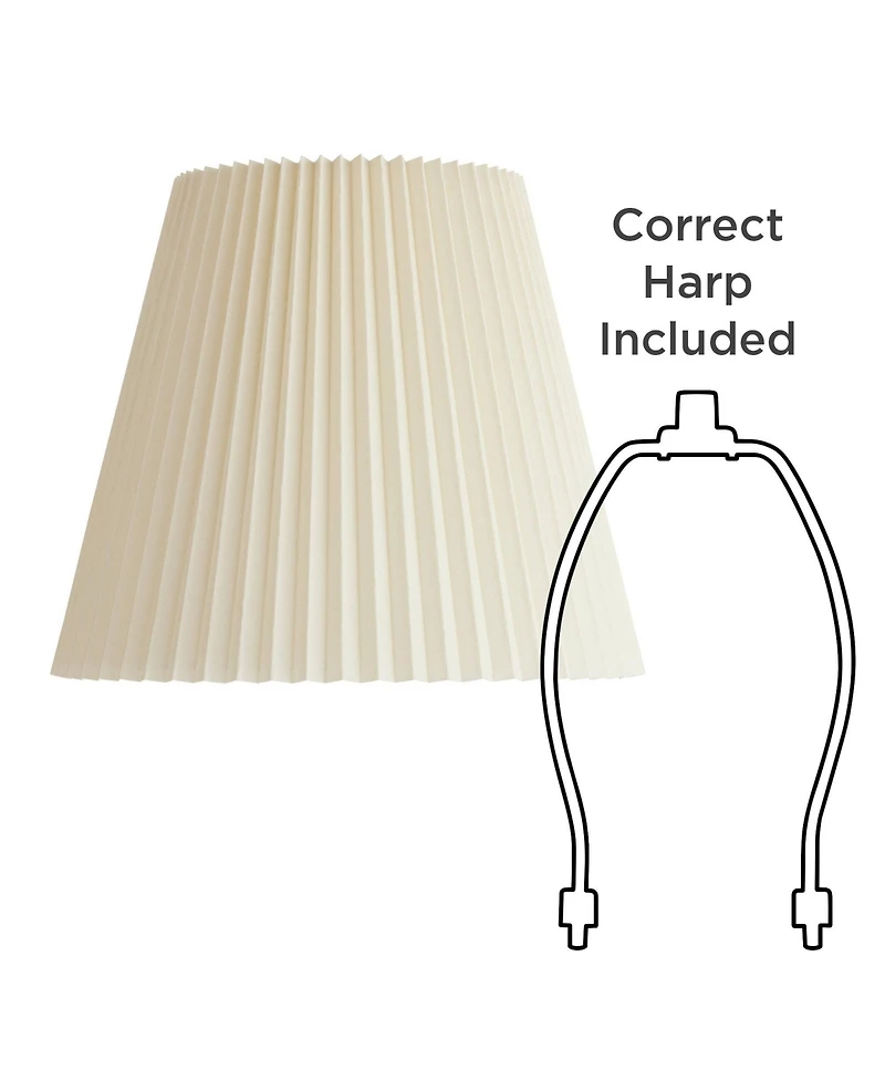 Springcrest 10" Top x 17" Bottom x 14 1/2" High x 14 3/4" Slant Lamp Shade Replacement Large Ivory Bell Pleated Spider Harp Finial