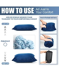 Piscifun 2 Pack Shredded Memory Foam Camping Travel Pillow Set With Waterproof Storage Bag Portable Outdoor Gear