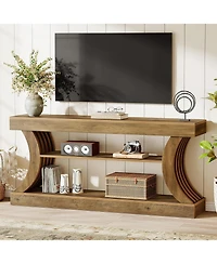 Tribesigns 70.9" Long Farmhouse Entryway Console Table: 3-tier wooden couch table with storage.For entry, hallway,foyer,living room.