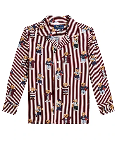 Polo Ralph Lauren Boys' 2T-7 Bear Striped Shirt