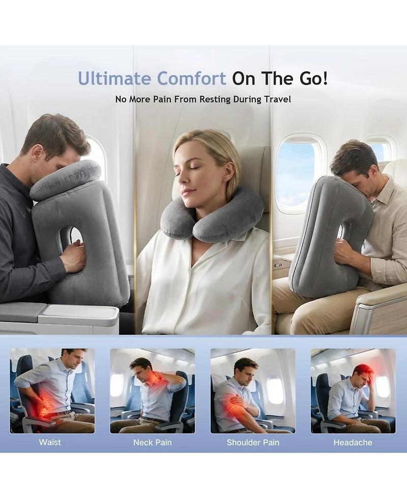 Piscifun 2 in 1 Convertible Inflatable Travel Pillow Neck Body Support Adjustable For Travel Camping Car Home