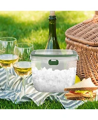 Piscifun 5L Portable Plastic Ice Bucket with Lid Tongs Handle for Party Barbeque Camping