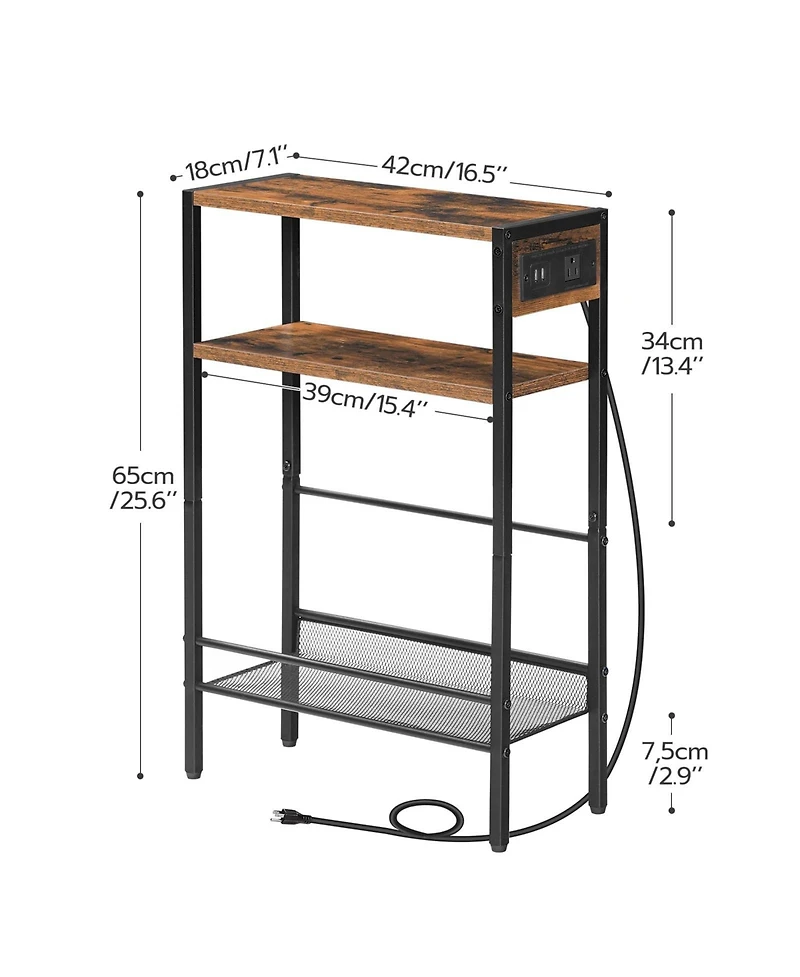Slickblue Compact Side Table with Charging Station for Living Room or Bedroom