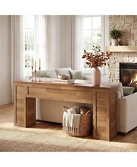 Tribesigns 78.8 Inch Extra Long Console Table for Entryway, Farmhouse Narrow Sofa Table Behind Couch with Warm Patchwork Wood Grain