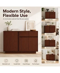 homfan 55 Inch Buffet Cabinet, 3 Doors and 2 Drawers, Sideboard, Coffee Bar Kitchen Cabinet for Kitchen, Living Room, Entryway