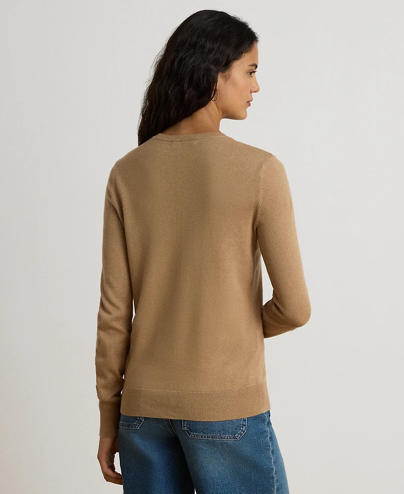 Lauren Ralph Petite Embroidered-Logo Cotton-Modal Sweater