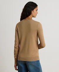 Lauren Ralph Petite Embroidered-Logo Cotton-Modal Sweater