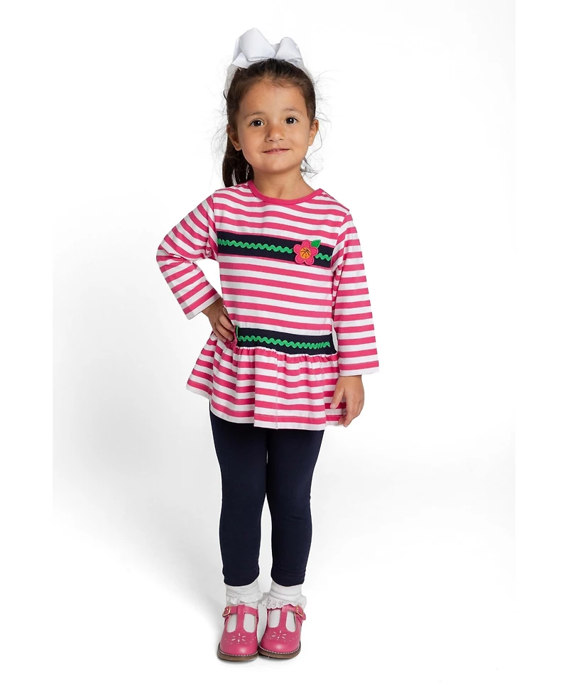 Florence Eiseman Baby Girl ( 12M to 24M ) Stripe Knit Tunic With Sport Flowers And Leggings