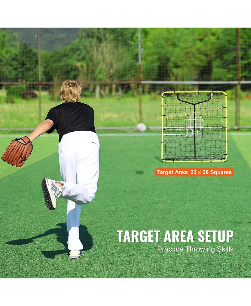 Sevorley 4 x 4.5 ft Baseball and Softball Rebounder Net with Pitching Target and 4 Angles