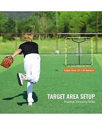 Sevorley 4 x 4.5 ft Baseball and Softball Rebounder Net with Pitching Target and 4 Angles
