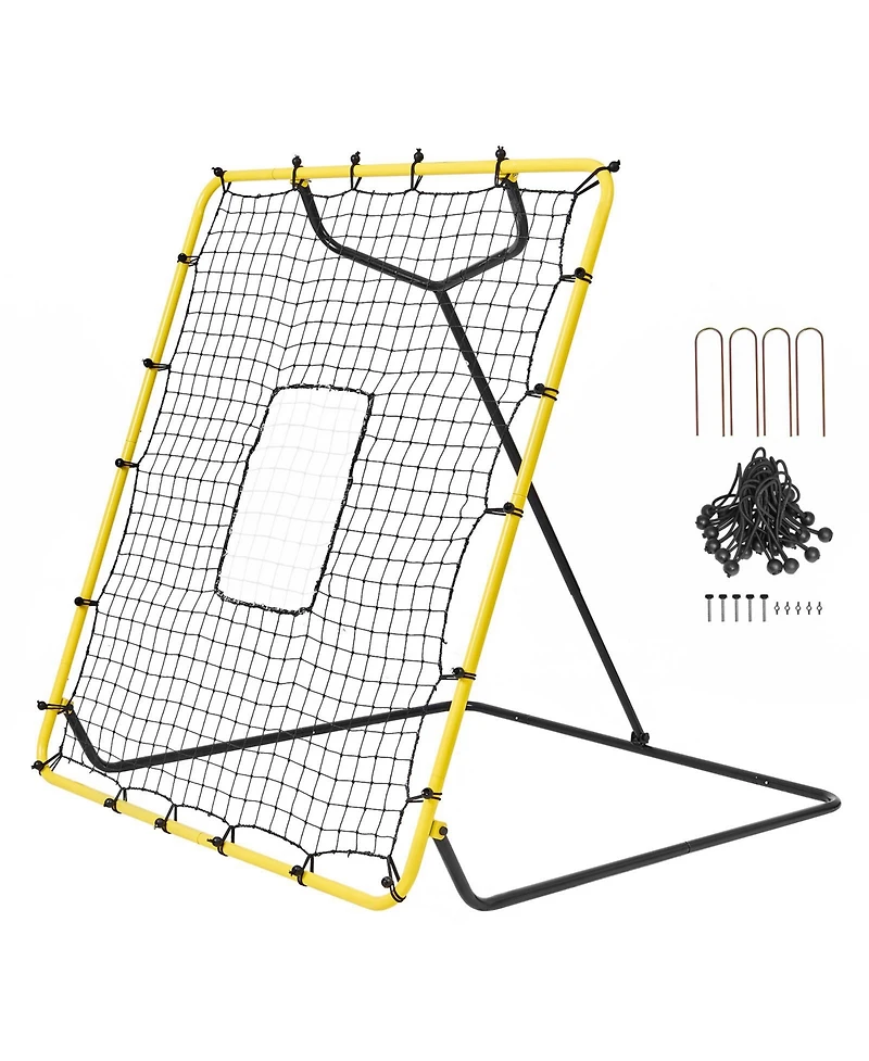 Sevorley 4 x 4.5 ft Baseball and Softball Rebounder Net with Pitching Target and 4 Angles
