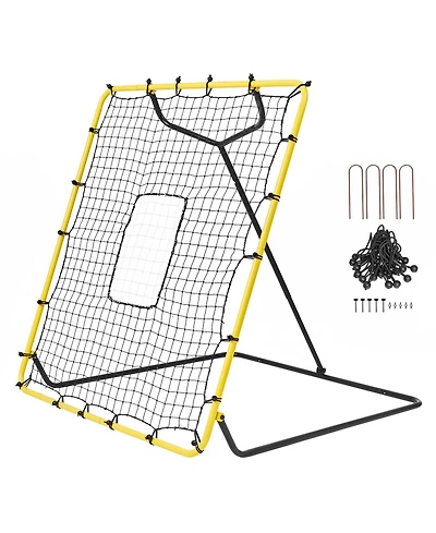 Sevorley 4 x 4.5 ft Baseball and Softball Rebounder Net with Pitching Target and 4 Angles