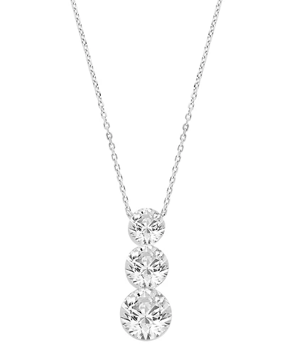 Macy's Lab-Grown Diamond 3-Stone Pendant Necklace (2 ct. t.w.) in 14k White Gold