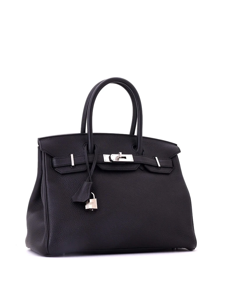 Pre-Owned HERMES Birkin 30 Handbag Black Togo with Palladium Hardware