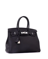 Pre-Owned HERMES Birkin 30 Handbag Black Togo with Palladium Hardware