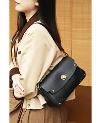 Susu Women's Mila Leather Shoulder Bag Convertible Crossbody Purse with Gold Hardware