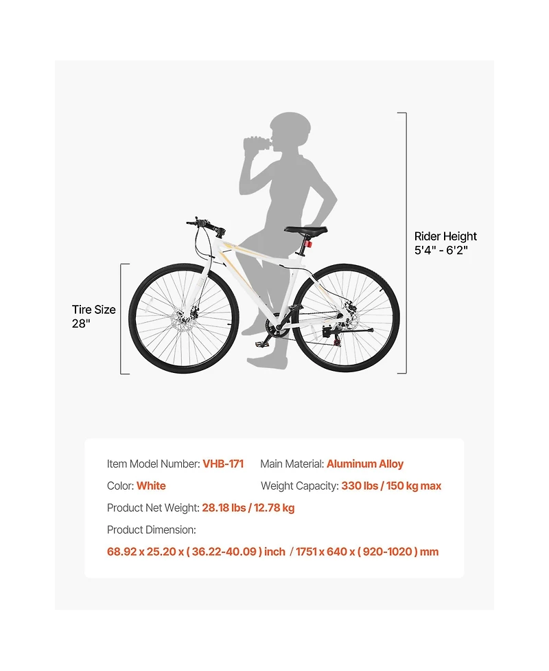 Sevorle 700c Hybrid Bike with 7-Speed, Disc Brakes and Aluminum Frame for Men and Women