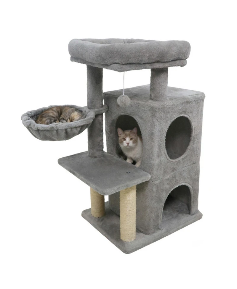 Hongge 33 Inch Kitten Tower with 2-Tier Condo Padded Perch and Sisal Scratching Posts