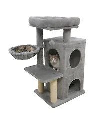 Hongge 33 Inch Kitten Tower with 2-Tier Condo Padded Perch and Sisal Scratching Posts