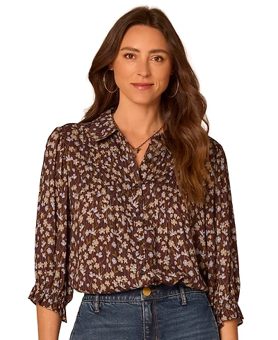 Democracy Petite 3/4-Sleeve Floral Blouse
