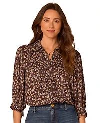 Democracy Petite 3/4-Sleeve Floral Blouse