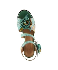L'Artiste Women's Spring Step Flowerpower Strappy Sandal with Rosette Vamp