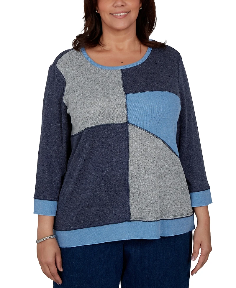 Alfred Dunner Plus Classic Heathered Colorblock Knit Top