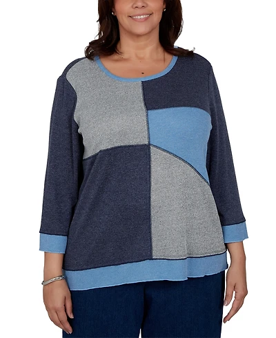 Alfred Dunner Plus Classic Heathered Colorblock Knit Top