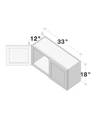 Boyel Living W33" Short Wall Cabinet with Full Overlay Hdf Door for Custom Kitchen or Bathroom