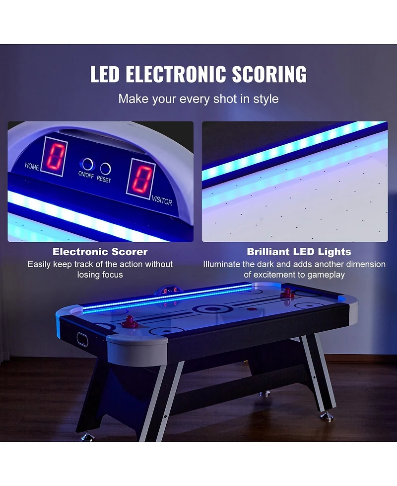 Sevorley 72 Air-Powered Hockey Table with Led Lights and Electronic Scoring