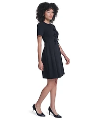 Karl Lagerfeld Paris Women's Scuba Crepe Stretch Velvet Bows Short Dress