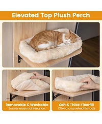 Hongge Door-Hanging Cat Climber 4-Level Adjustable Height with Plush Bed and Jute Post