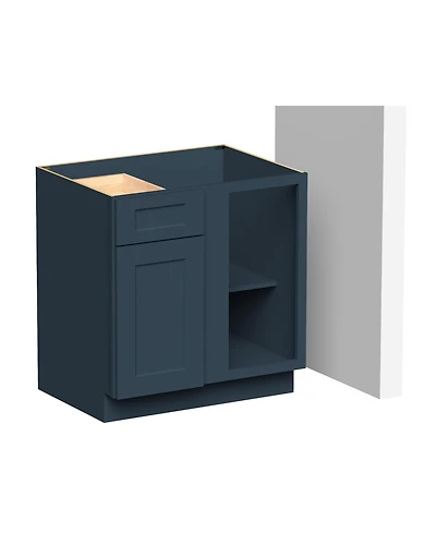 Boyel Living Blind Corner Base Cabinet, Ready to Assemble Kitchen Cabinet with Solid Wood Frame, Soft-Close Slides and Hinges