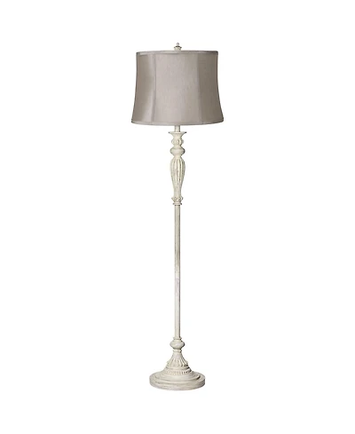 360 Lighting Vintage Shabby Chic Floor Lamp 60" Tall Antique Taupe Drum Shade for Living Room Reading Bedroom Office