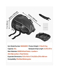 Sevorley Motorcycle Tail Bag, 10 L Rear Seat Luggage with Waterproof Rain Cover and Shoulder Strap