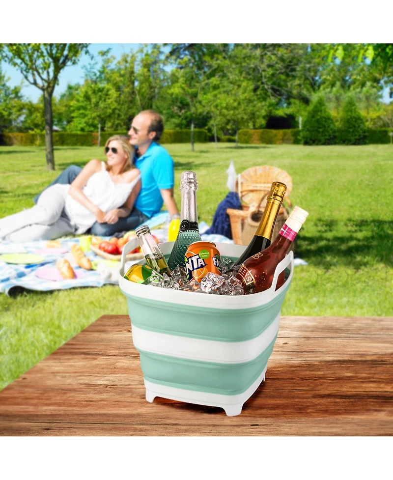 Piscifun 2 Pack Collapsible Ice Bucket Foldable Drink Cooler Multi Purpose Storage Tub