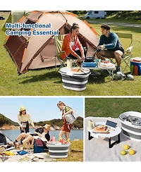 Piscifun 16L Collapsible Silicone Bucket With Multi Functional Lid Foldable Portable Camping Cleaning Storage