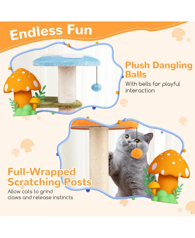 Hongge 35 Inch Cat Tower with Sisal Scratching Posts Cozy Condo and Padded Platforms