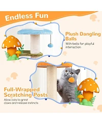 Hongge 35 Inch Cat Tower with Sisal Scratching Posts Cozy Condo and Padded Platforms