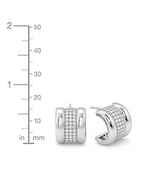And Now This Cubic Zirconia Silver Plated Huggie Hoop Earrings, Macy's Exclusive