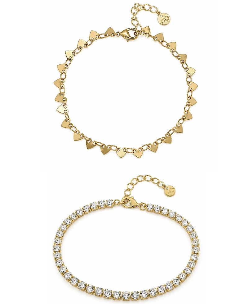 And Now This Cubic Zirconia 18k Gold Plated Brass Chain Duo Bracelet, Macy's Exclusive