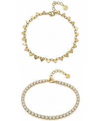 And Now This Cubic Zirconia 18k Gold Plated Brass Chain Duo Bracelet, Macy's Exclusive