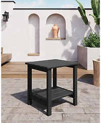 homfan Hdpe Outdoor Side Table – 2-Tier Weather and Uv Resistant Patio End Table with Wood Grain, Easy Assembly for Backyard or Poolside